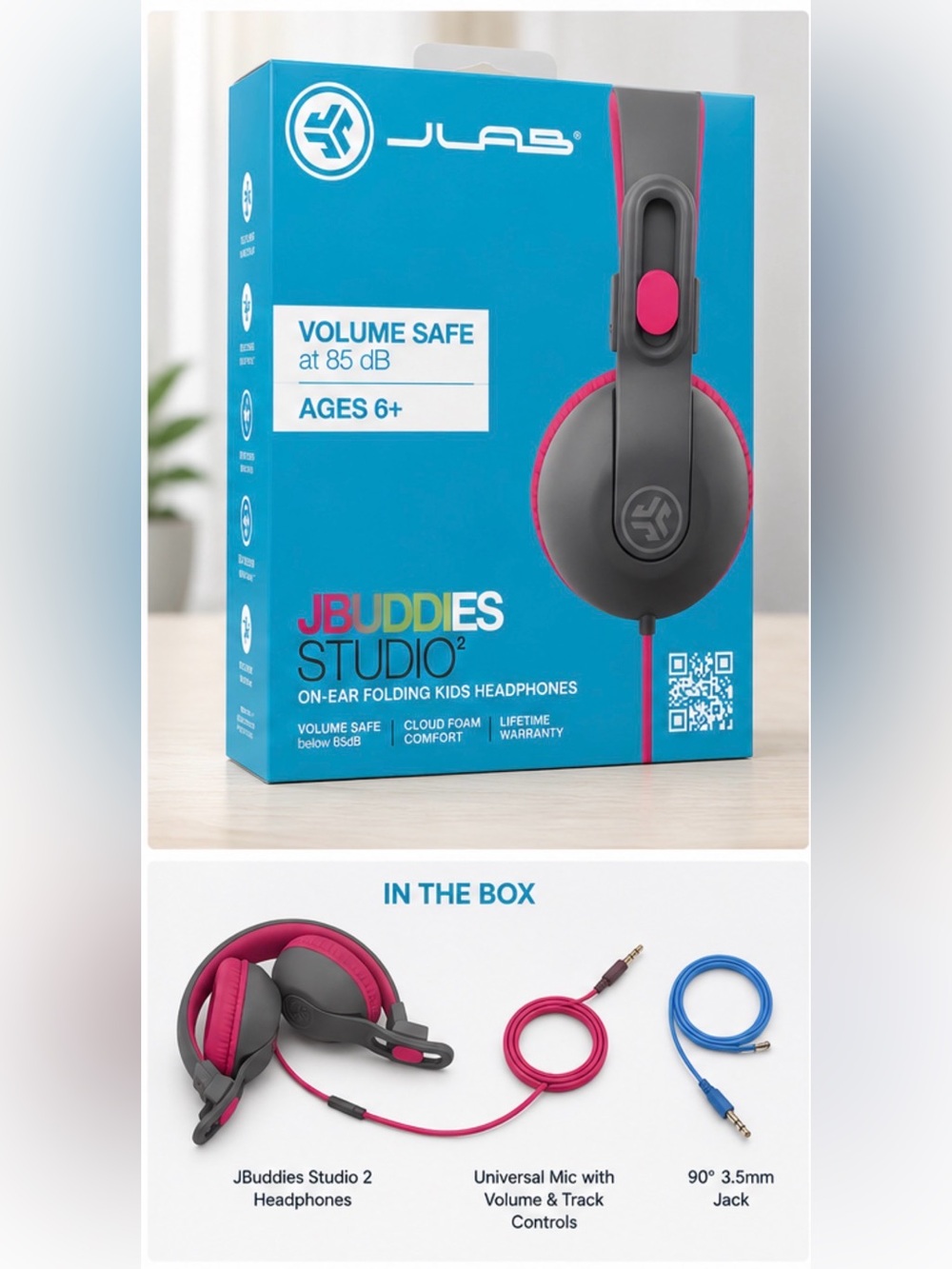 JLab JBuddies Studio 2 Kids On-Ear Headphones